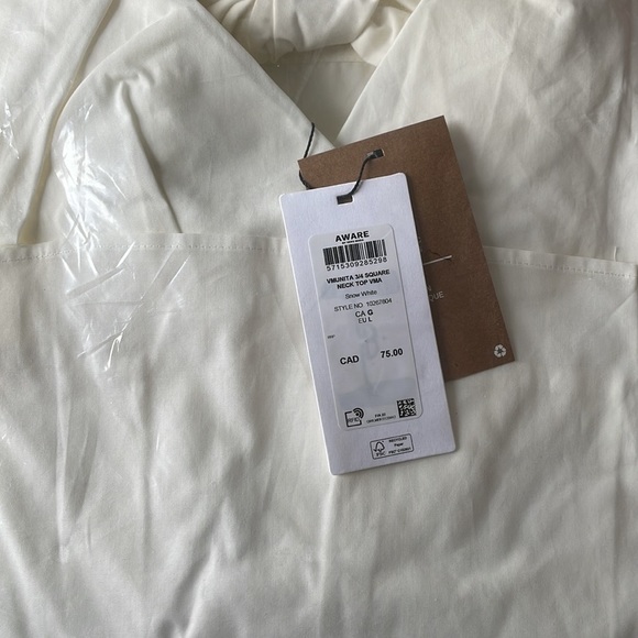 Cotton Square Neck Buff Sleeve Open Back Blouse size L - Picture 9 of 9